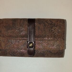 Patricia Nash Brown Gold glitter Leather Wallet